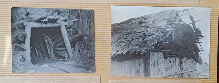 左图为残留的羊桥箐矿井，，，，，，后被外地农民修复开采。。。。。右图为残留的工棚。。。。。.jpg